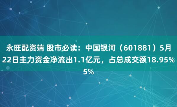 永旺配资端 股市必读：中国银河（601881）5月22日主力资金净流出1.1亿元，占总成交额18.95%