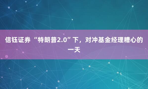 信钰证券 “特朗普2.0”下，对冲基金经理糟心的一天