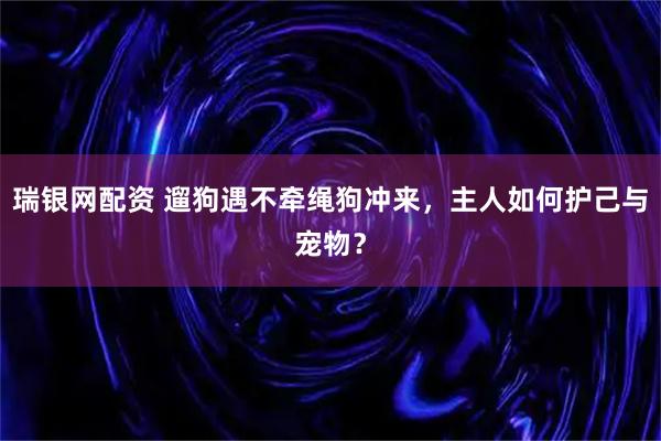 瑞银网配资 遛狗遇不牵绳狗冲来，主人如何护己与宠物？