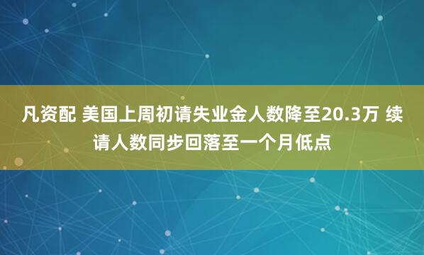 凡资配 美国上周初请失业金人数降至20.3万 续请人数同步回落至一个月低点